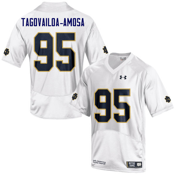 Men's NCAA Notre Dame Fighting Irish #95 Myron Tagovailoa-Amosa Stitched College Under Armour Authentic White Football Jersey AQ10A80QP